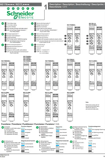 schneider施耐德RE17R... _ RE17L.... Timing modular rlays with solid state or relay output_ 说明书